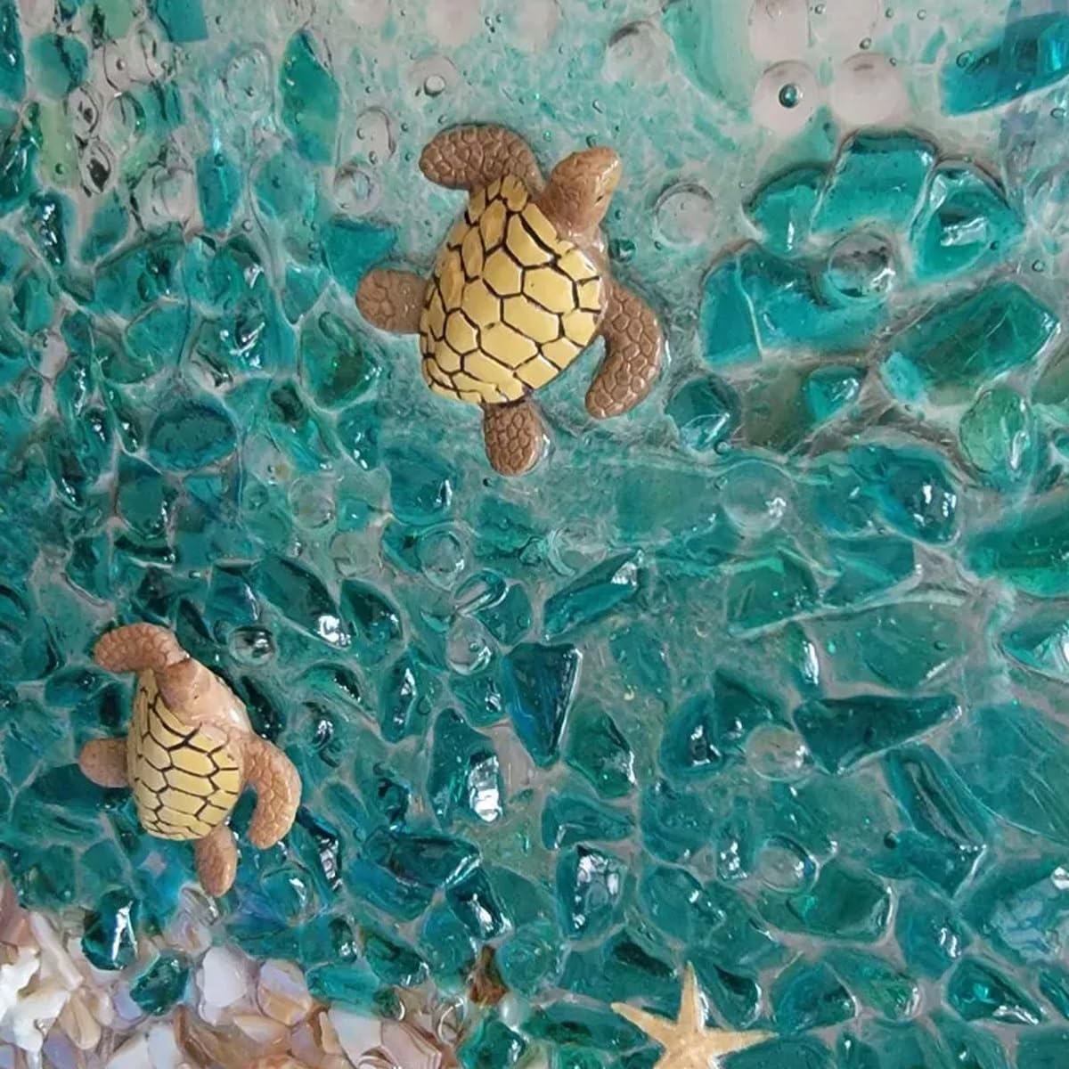 Sea Glass Art Kit for Adults - DIY Resin Beach Photo Frame, Home Decoration Kit (Sea Turtles)