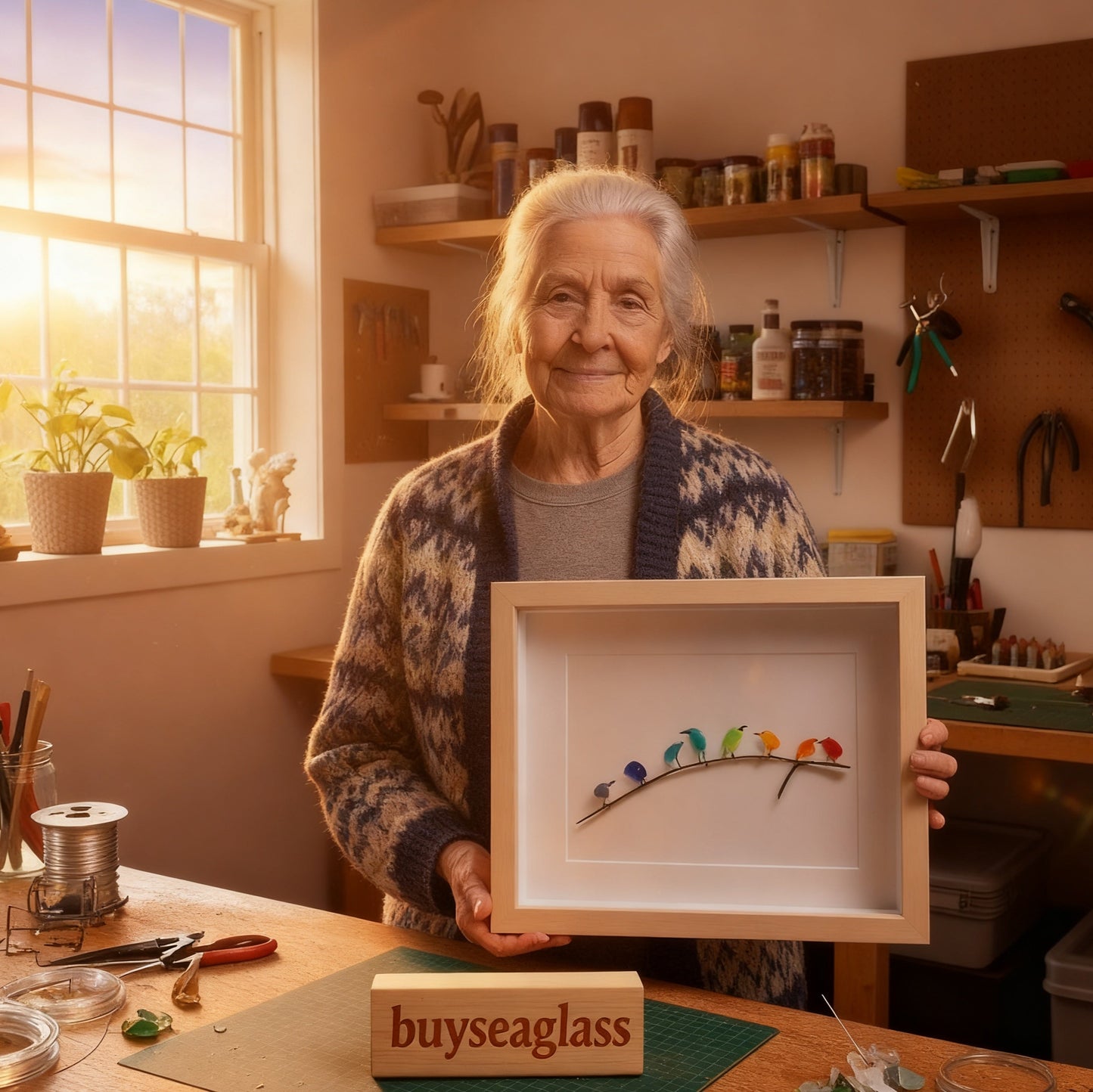 Sea Glass Rainbow Birds - A Truly Unique Handmade Artwork