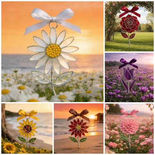 💐Hot Sale 50% Off--Eternal Blooms | Handcrafted Sea Glass Flower Sun Catchers