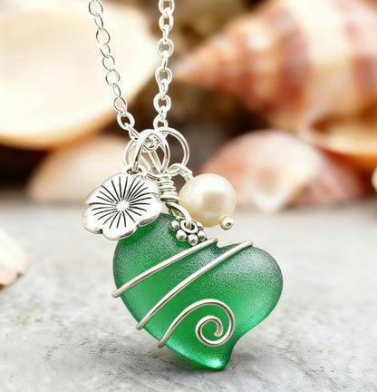 💖Handcrafted Heart Sea Glass Necklace