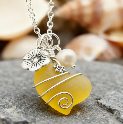💖Handcrafted Heart Sea Glass Necklace