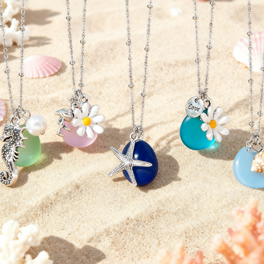 💯The most popular marine gift💝Coastal Reflections🎉——Healing Series of Sea Glass Pendant Necklaces💫