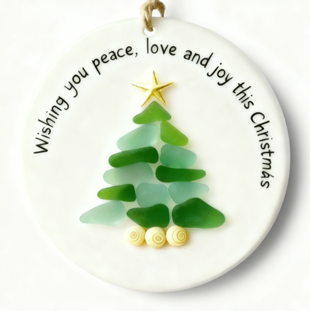 【GIFT OF THE TIDE Series🌊】Sea Glass Christmas Wish Plaque