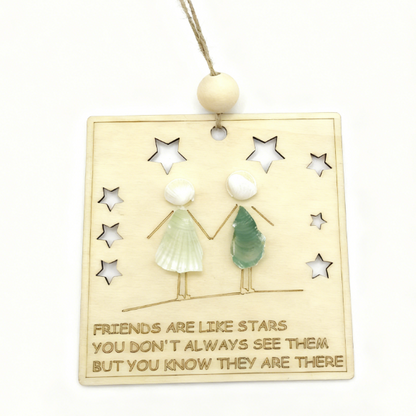 🎁🌊Sea Glass Friendship ornament-Friends are like stars🌟