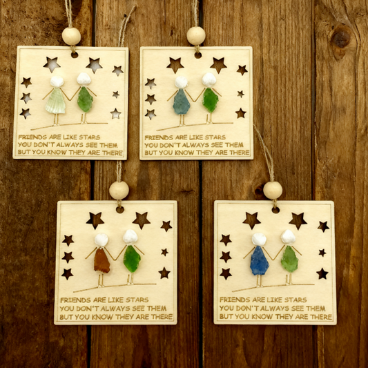 🎁🌊Sea Glass Friendship ornament-Friends are like stars🌟