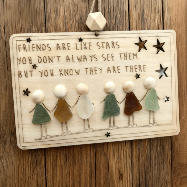 🎁🌊Sea Glass Friendship ornament-Friends are like stars🌟