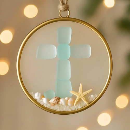 【NEW!】Sea Glass Cross Ornament