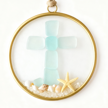 【NEW!】Sea Glass Cross Ornament