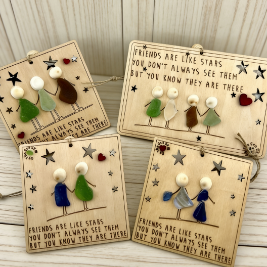 🎁🌊Sea Glass Friendship ornament-Friends are like stars🌟