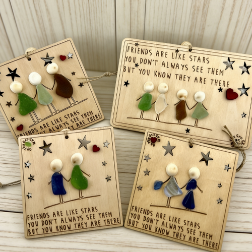 🎁🌊Sea Glass Friendship ornament-Friends are like stars🌟