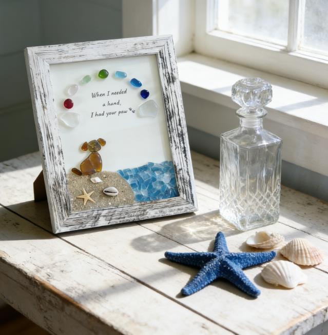 ❤️Personalized Sea Glass Dog At The Rainbow Bridge,Memorial Or Thoughtful Gift For Lost Pets