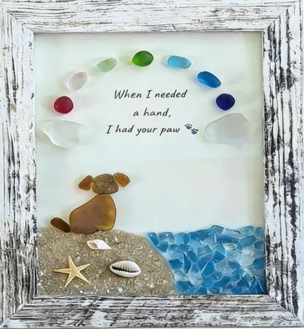 ❤️Personalized Sea Glass Dog At The Rainbow Bridge,Memorial Or Thoughtful Gift For Lost Pets