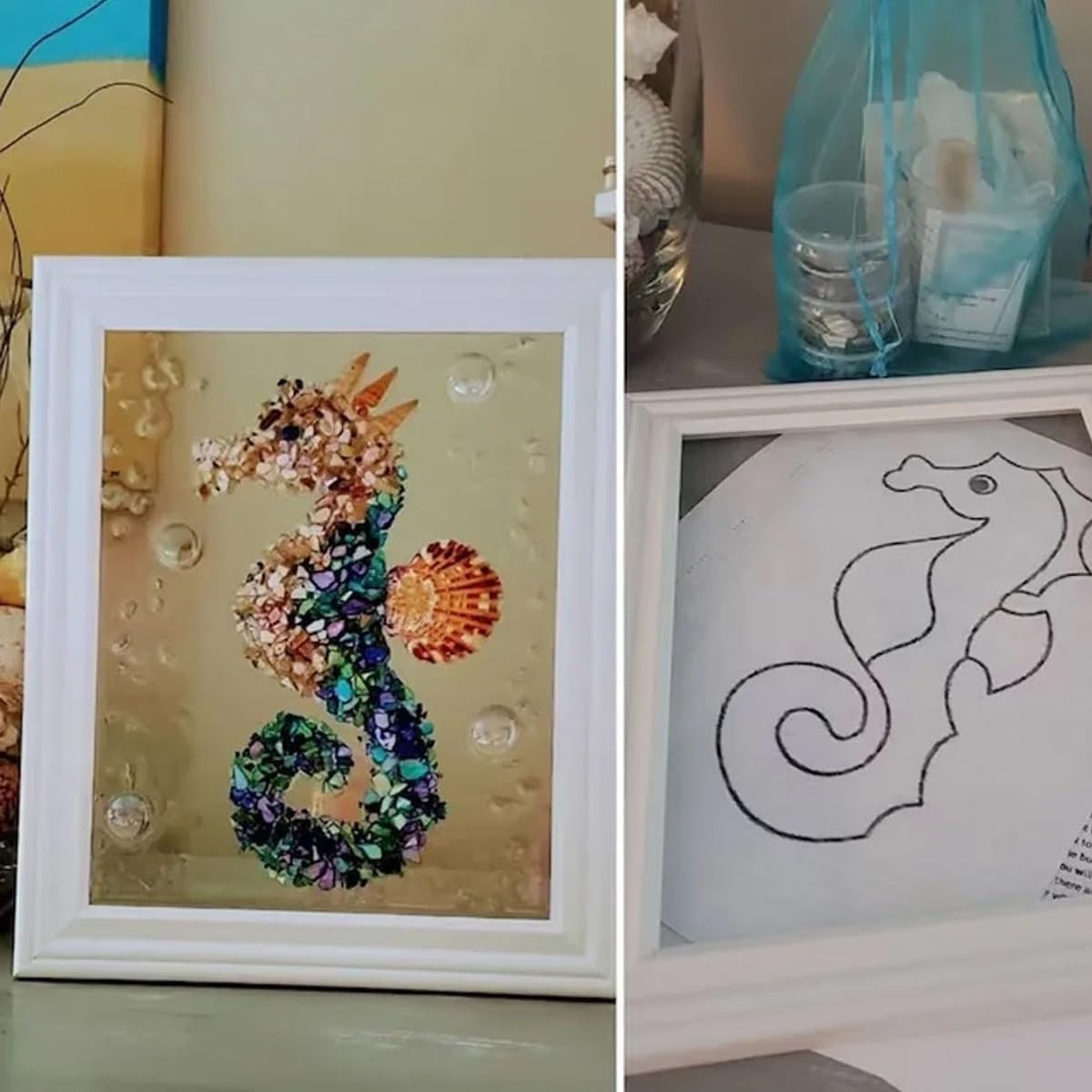 Sea Glass Art Kit for Adults - DIY Resin Beach Photo Frame, Home Decoration Kit (Sea Turtles)