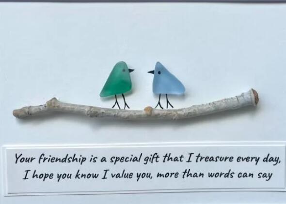 Sea Glass Art, Seaglass Birds, Friend Birthday Gift,Handmade