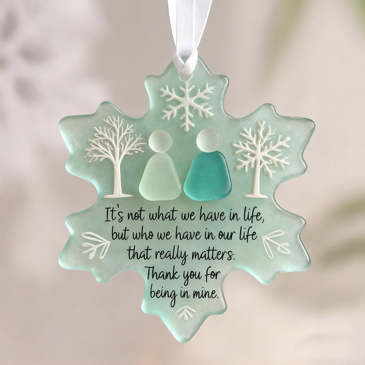 🌊Snowflake-Shaped Sea Glass Friendship Ornament