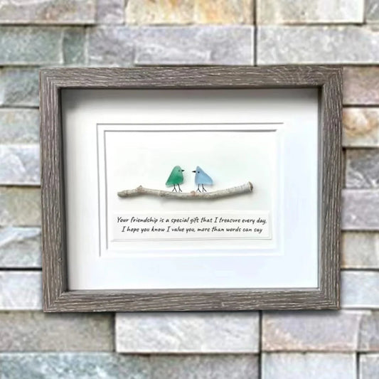Sea Glass Art, Seaglass Birds, Friend Birthday Gift,Handmade