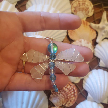 Sea Glass Dragonfly Ornament