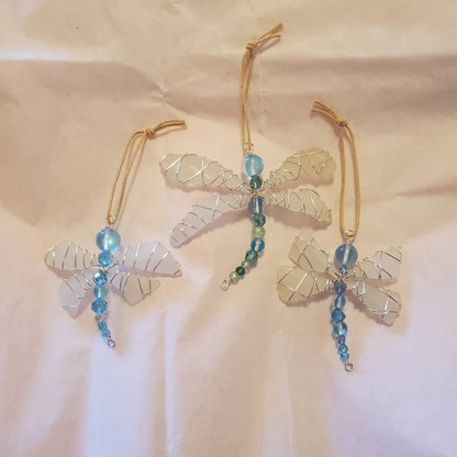 Sea Glass Dragonfly Ornament