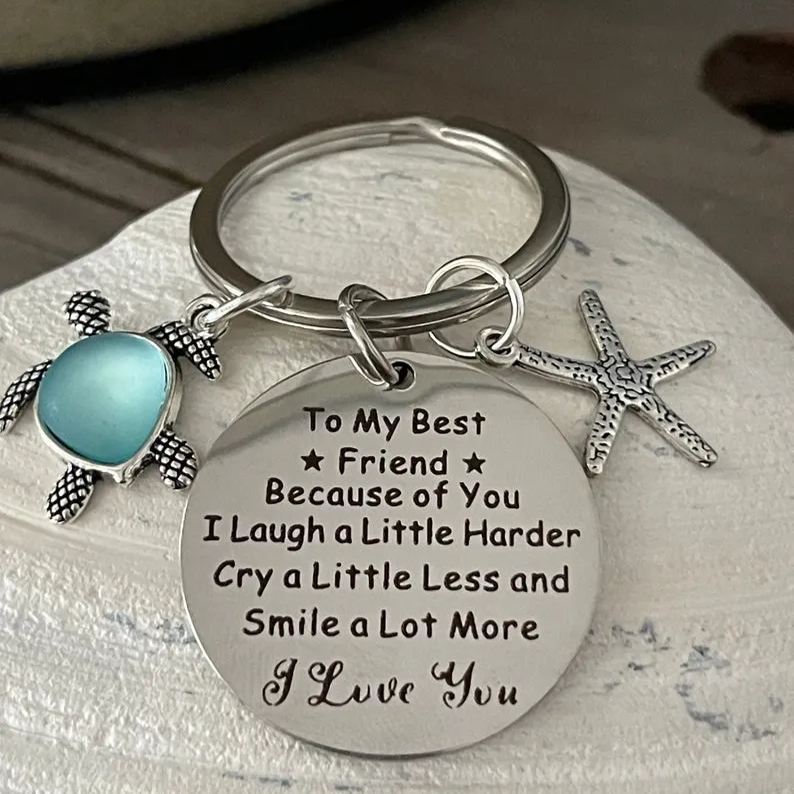 Sea turtle Sea Glass Ocean Keychain