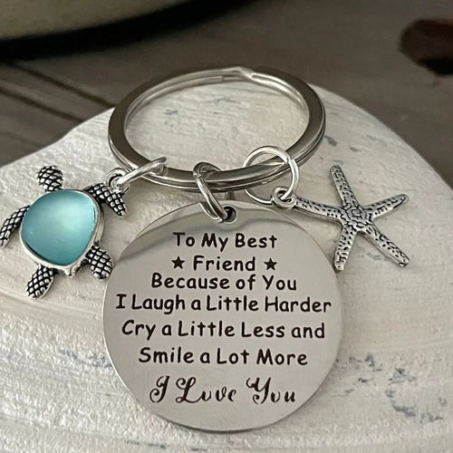 Sea turtle Sea Glass Ocean Keychain