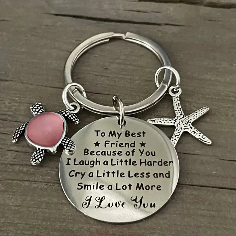 Sea turtle Sea Glass Ocean Keychain