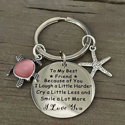 Sea turtle Sea Glass Ocean Keychain