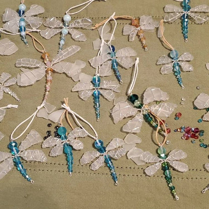 Sea Glass Dragonfly Ornament