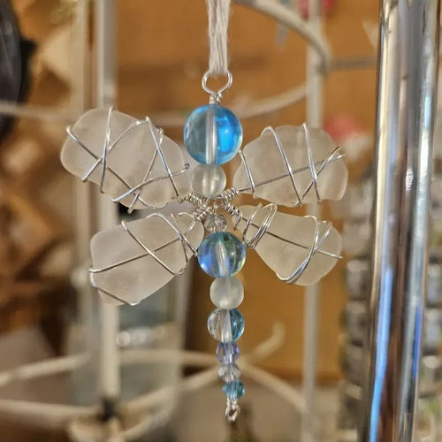 Sea Glass Dragonfly Ornament