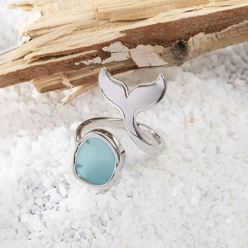 Seaglass-shaped open ring