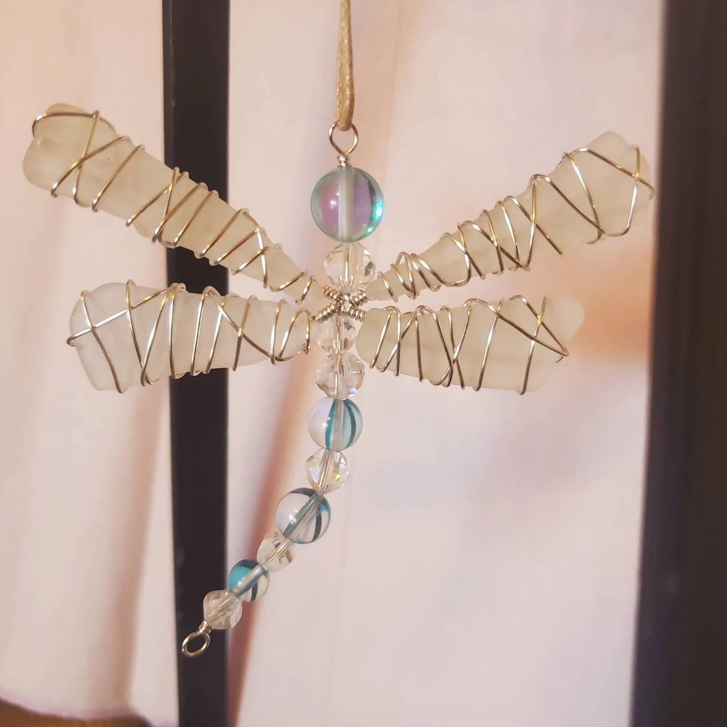 Sea Glass Dragonfly Ornament