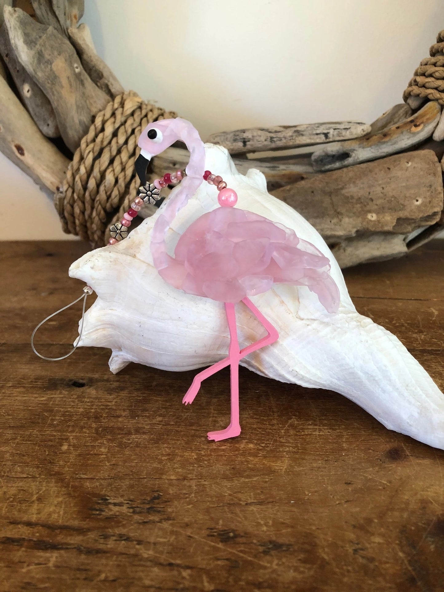 Pink Sea Glass Flamingo Ornament