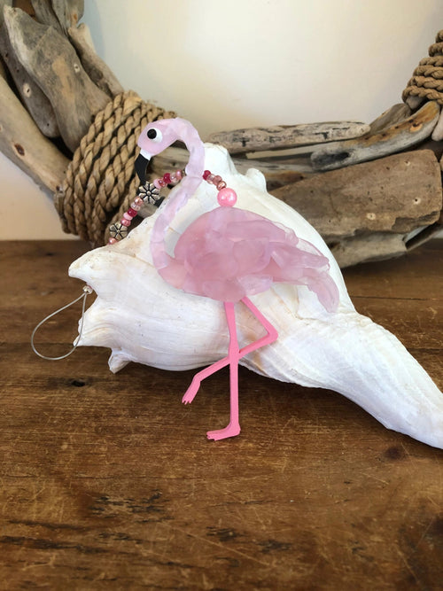 Pink Sea Glass Flamingo Ornament
