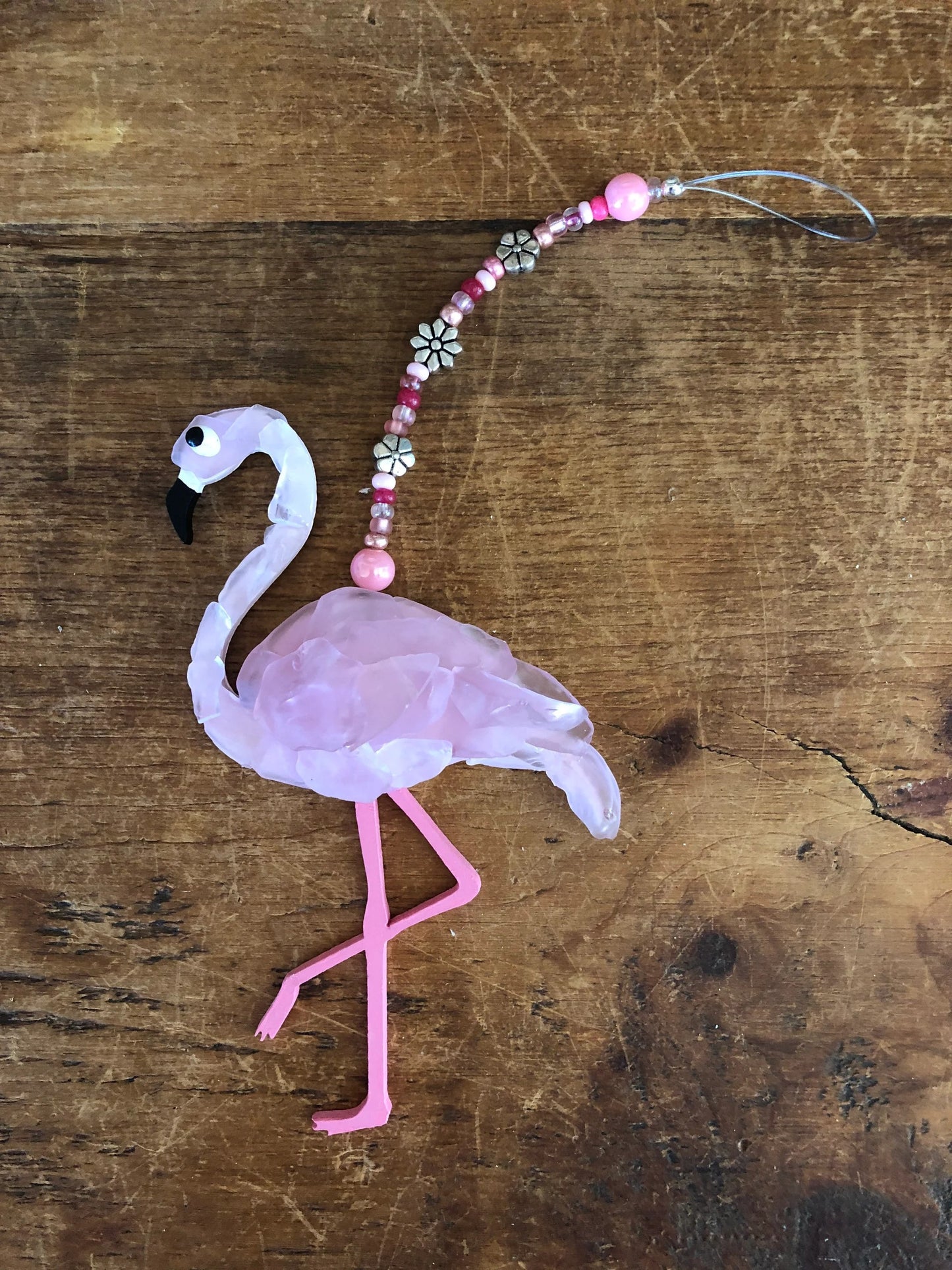 Pink Sea Glass Flamingo Ornament
