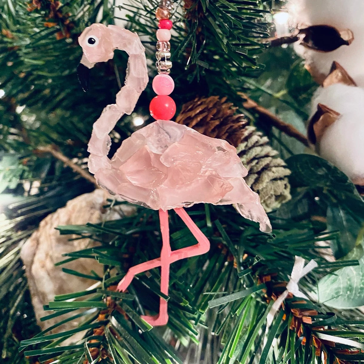 Pink Sea Glass Flamingo Ornament