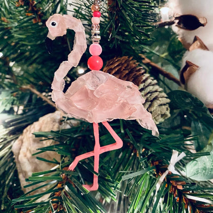 Pink Sea Glass Flamingo Ornament