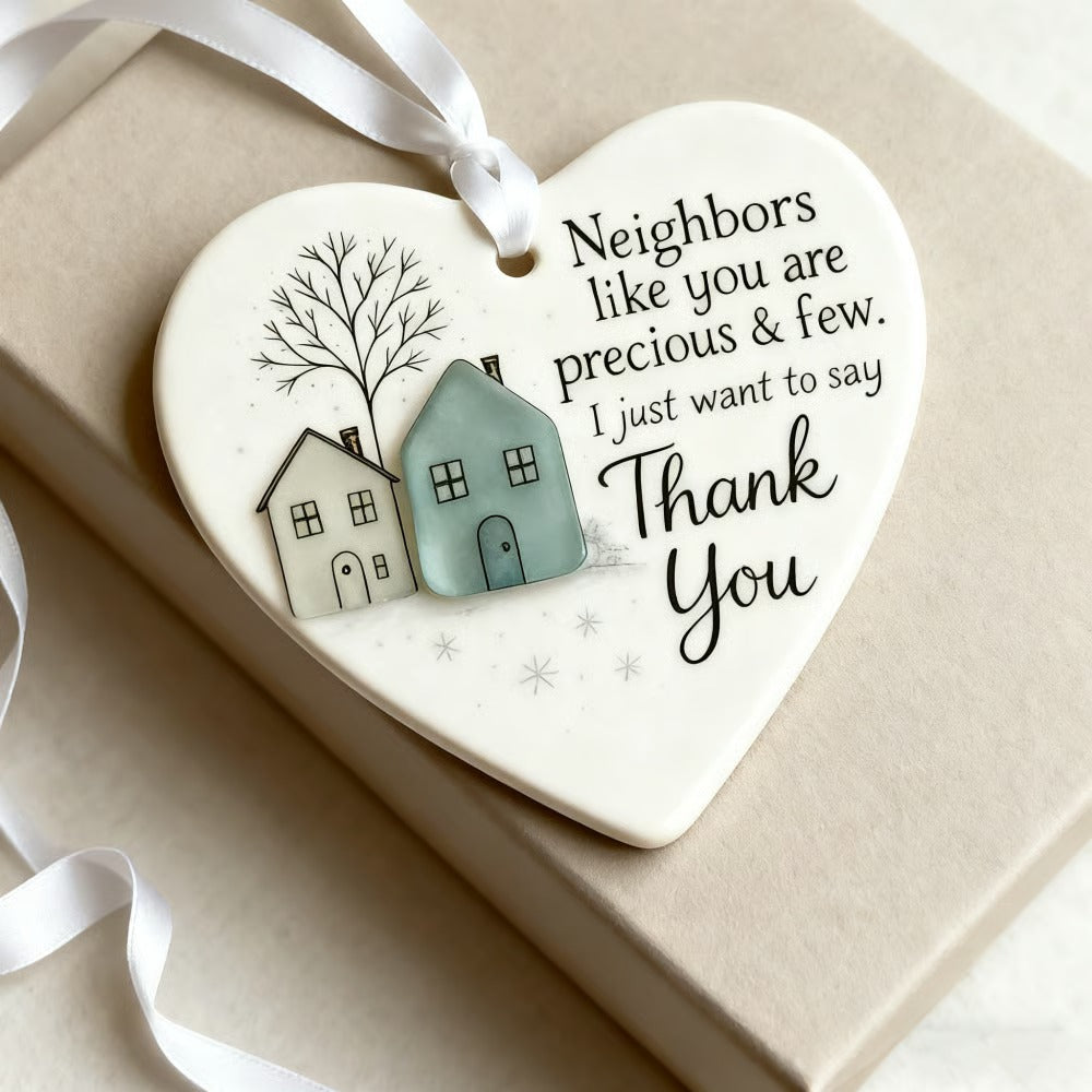 🌊Heart-Shaped Sea Glass  Decor-✨ Friendship & 🏠Thank Your Neighbors💝